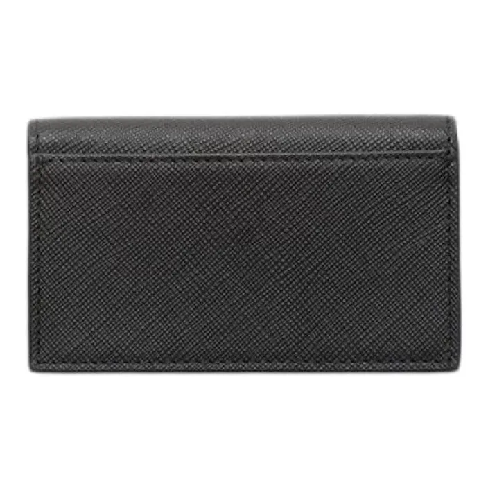 PRADA Saffiano Calfskin Card Holder Unisex Black & Blue-2