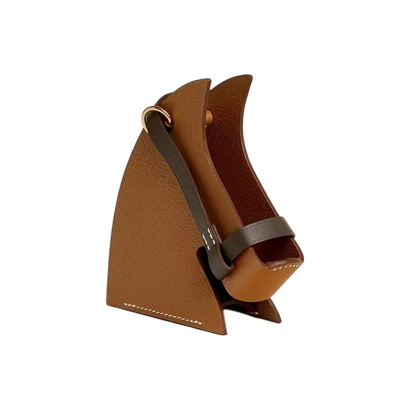 HERMES Evercolor Leather With Swift Calfskin Lipstick Leather Case Storage Bag Women's Gold Brown-1