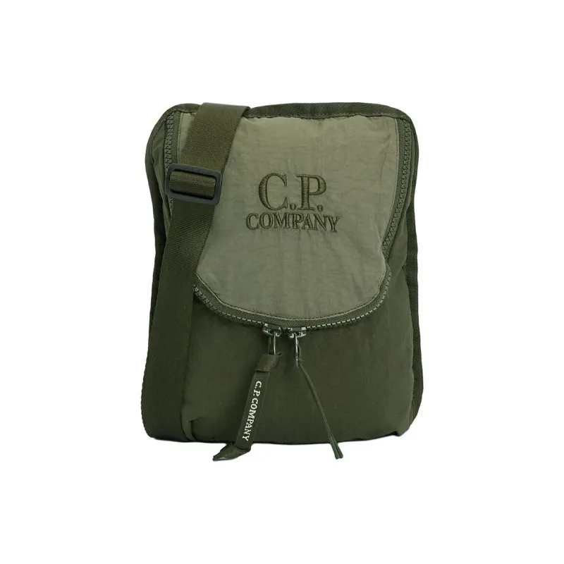 C.P.Company Polyamide Shoulder Bag, Crossbody Bag Men's Khaki Green-0