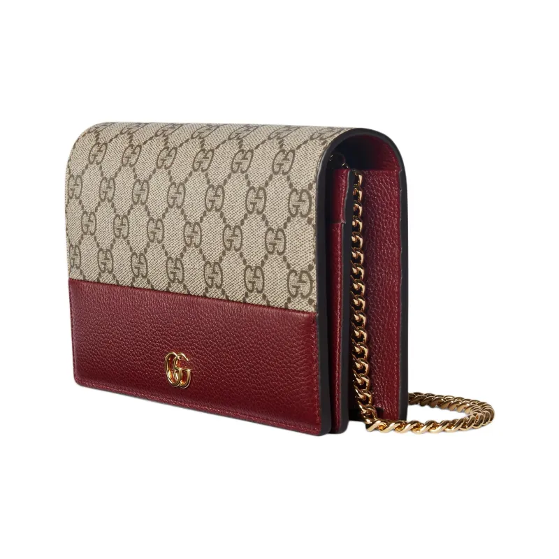 GUCCI GG Marmont Leather Crossbody Bag, Shoulder Bag Women's Red & Beige-1