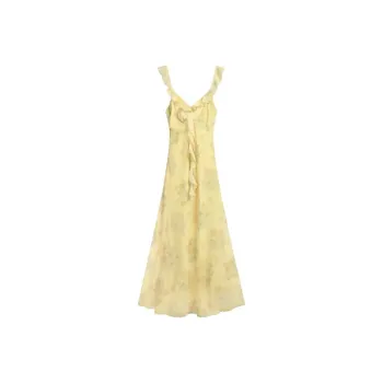 AFGGD Slip Dresses Women's Yellow