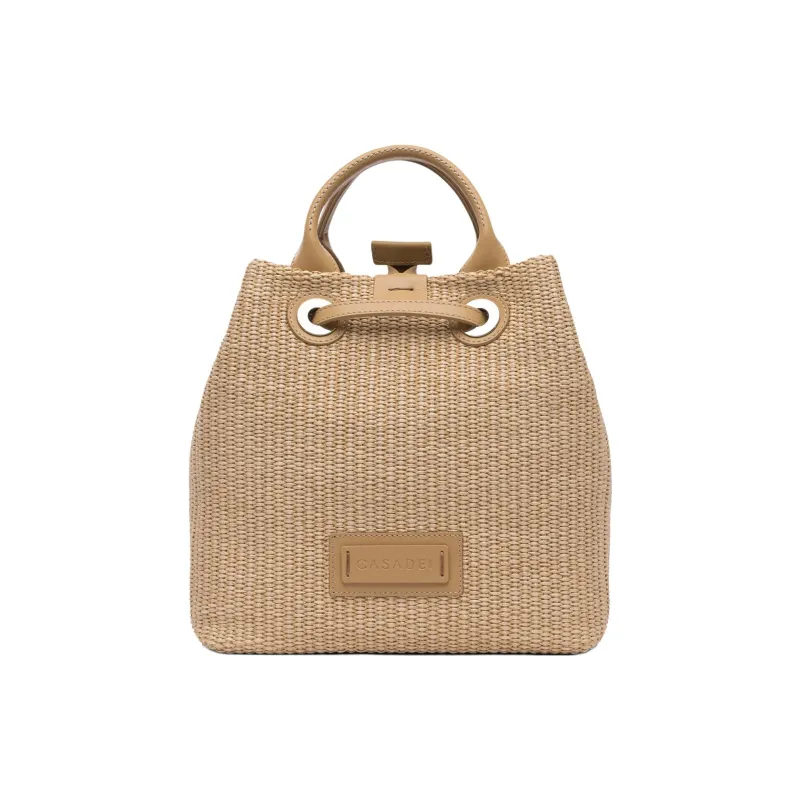 Casadei Cotton Bucket Bag, One Shoulder Handbag Women's Khaki-2