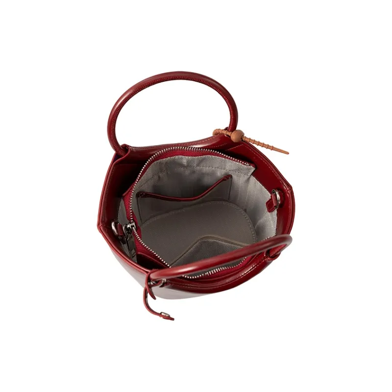 Vigno Synthetic Leather One Shoulder Handbag Women's White/Red/Sambal Color/Black-18
