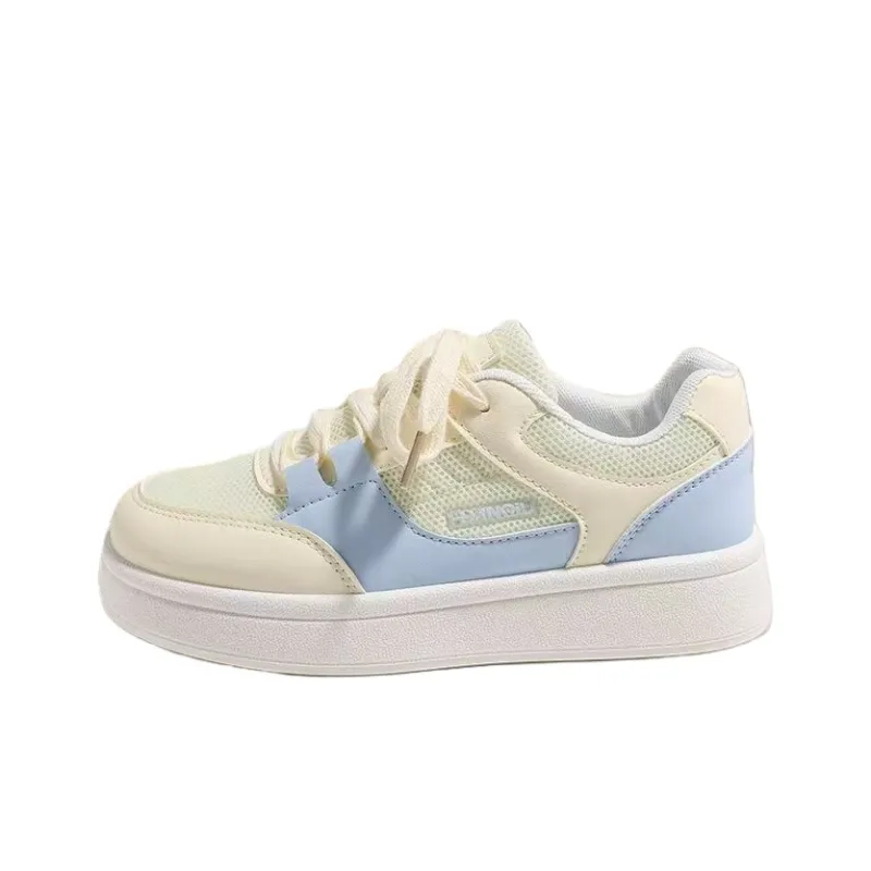 BINGO DUCK Slip Resistant Low Top Skateboard Shoes Unisex Yellow Blue-2