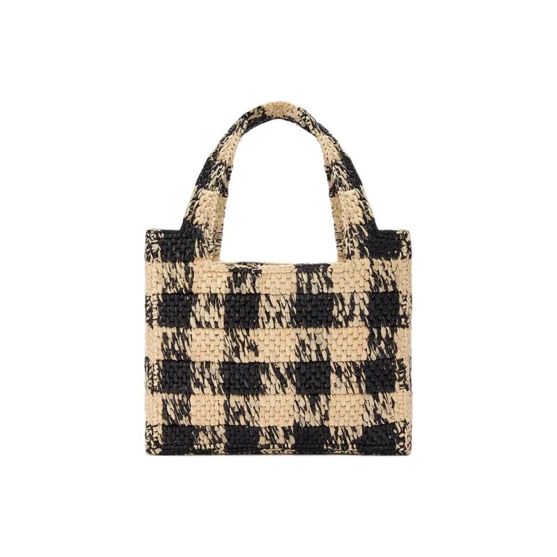 LOEWE Font Tote Raffia Tote Bag, Shopping Bag, Shoulder Bag, Handbag Mini Women's Natural & Black-4