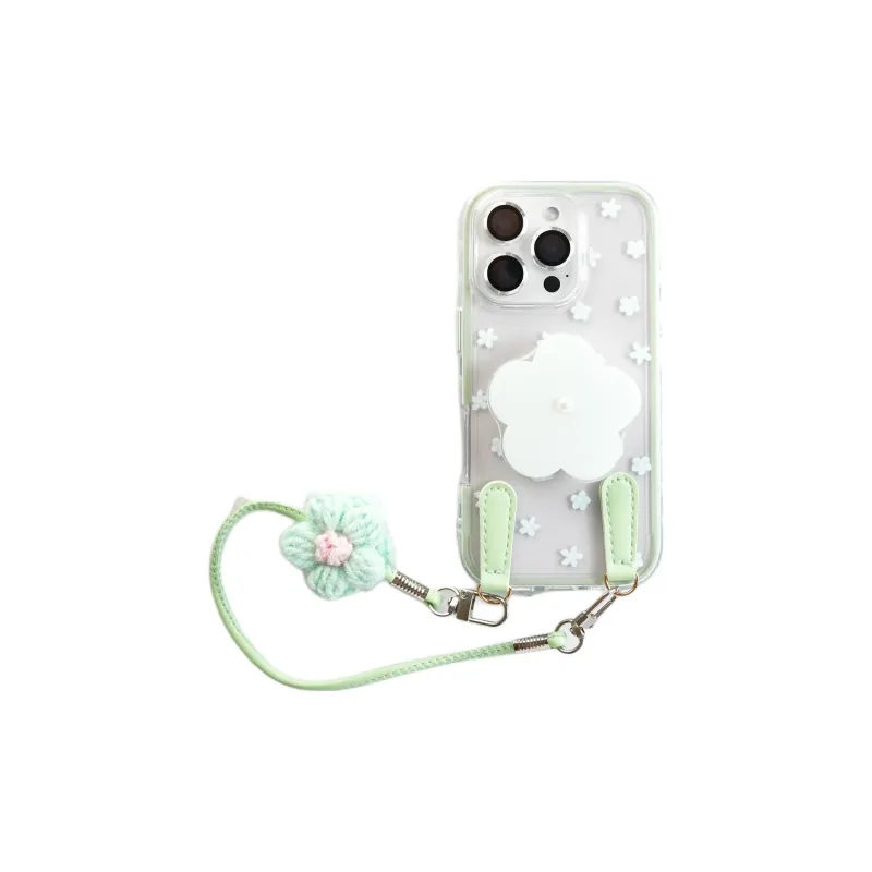 Sopi Acrylic Material 2 in 1 Floral Stand Lanyard Phone Cases Compatible With IPhone 16/15 Pro Max/Apple 13/14 Pro/Max-8