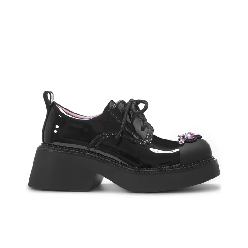 VITTORIO VENTURA Chunky Heel Loafers 7cm Women's Black-1