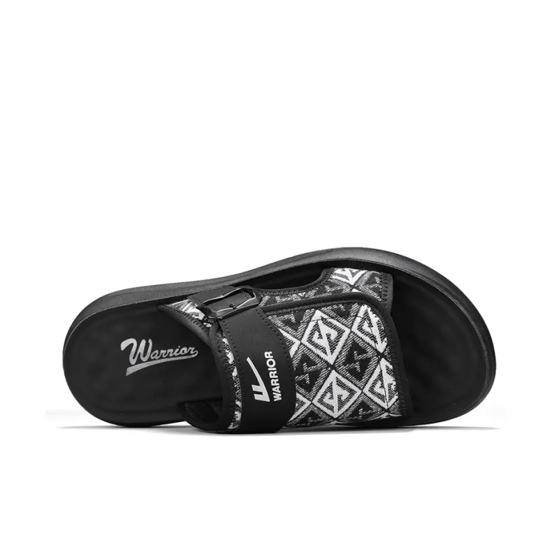Warrior Stitching Cushioning Slip Resistant Abrasion Resistant Slide Slippers Men's Black Light Gray-2
