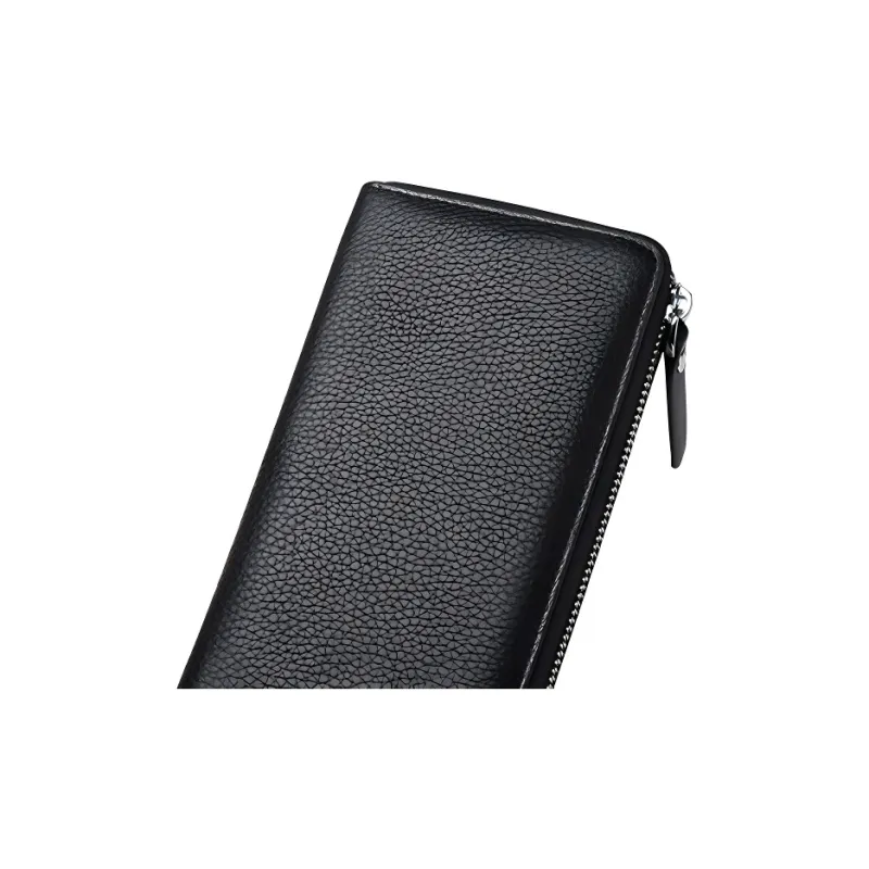 CARTELO Top Grain Cow Leather Multiple Card Slots Clutch Wallet Unisex Black/Coffee-2