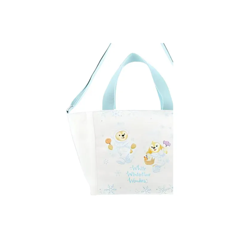Disney Duffy And Friends Polyester Tote Bag Shopping Bag Shoulder Bag Handbag Unisex White-4