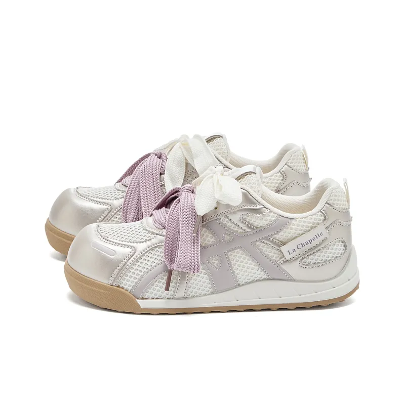 La Chapelle Abrasion Resistant Low Top Casual Shoes Women's Beige Purple-2