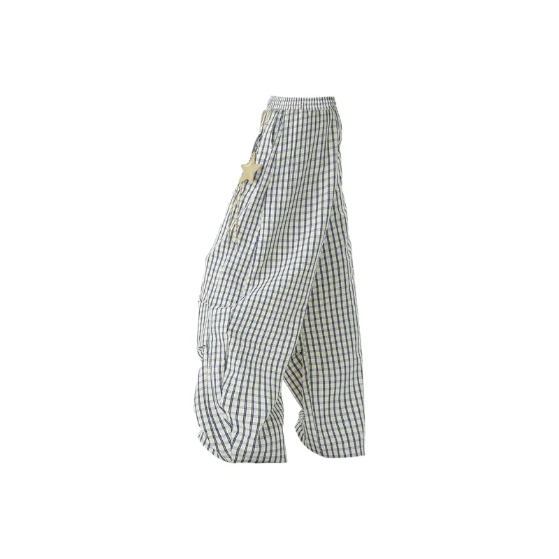 JASONWOOD Casual Pants Unisex Plaid Comes With Pendant-1
