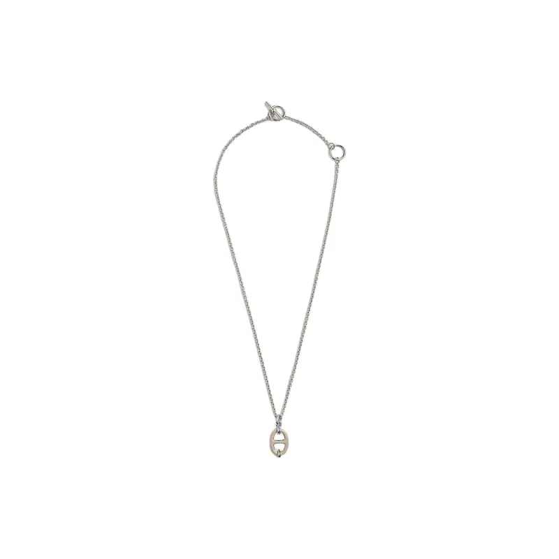 HERMES Palladium Plated Metal Necklaces Women's Silver-1