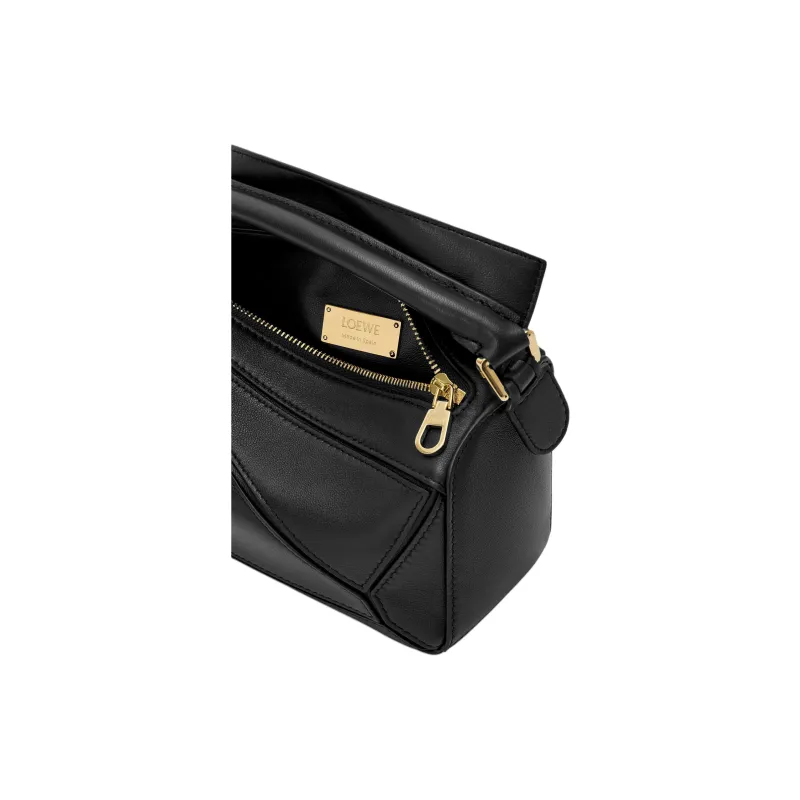 LOEWE Puzzle Sheepskin One Shoulder Handbag Mini Women's Black-12