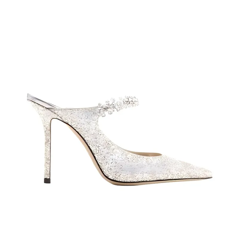 Jimmy Choo Bing Slip Resistant Closed Toe Slippers 10cm Women's White-1