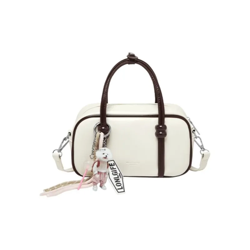 15 MINS Synthetic Leather Shoulder Bag, Crossbody Bag, Handbag Regular Women's White & Khaki/White & Coffee/Coffee-3