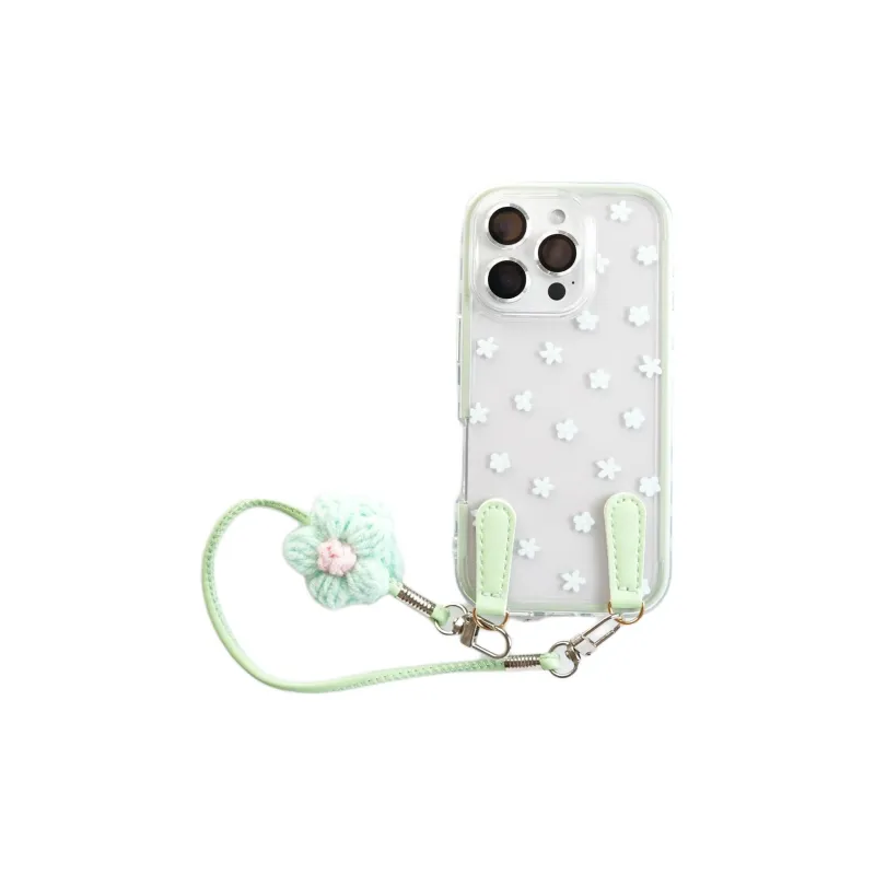 Sopi Acrylic Material 2 in 1 Floral Stand Lanyard Phone Cases Compatible With IPhone 16/15 Pro Max/Apple 13/14 Pro/Max-10