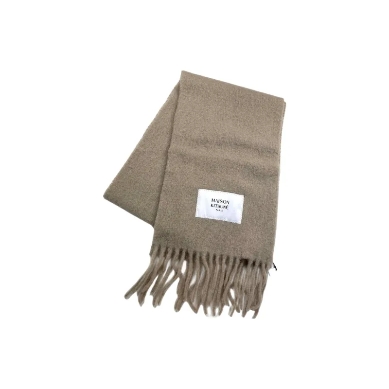 Maison Kitsune Logo appliqué Wool Scarf-1