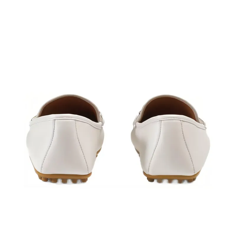 GUCCI Stripe Leather Flat Men White-3