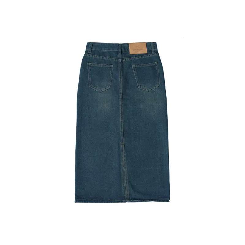 7 SEVFUN Denim Long Skirt Women's Concrete Gray-4