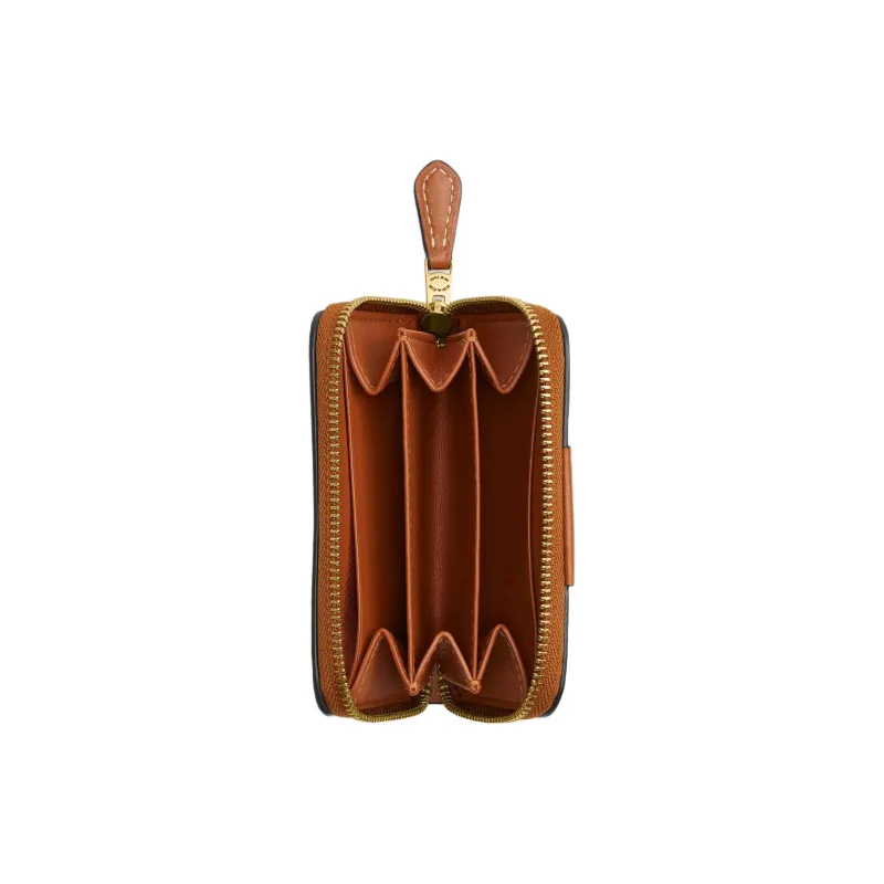 COACH Essential Coated Canvas With Calfskin Card Holder Mini Women's Brass & Black Brown-2