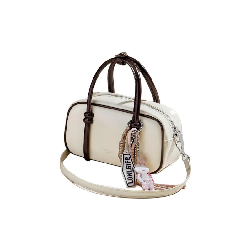 15 MINS Synthetic Leather Shoulder Bag, Crossbody Bag, Handbag Regular Women's White & Khaki/White & Coffee/Coffee-5