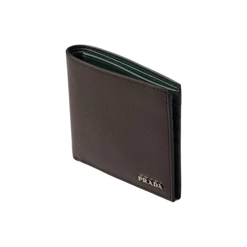 PRADA Saffiano Calfskin Wallet Men's Smoky & Emeralds-1