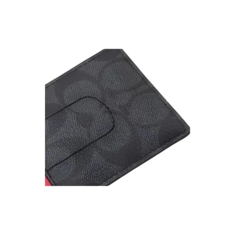 COACH 3 IN 1 Wallet Canvas With Calfskin ID Holder Card Sleeve Card Clip Card Holder Mini Men's Charcoal Bright Beige-4