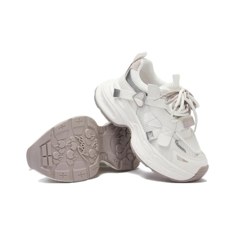 JOSINY Cherry Family JOSINY Anti Slip Wear Resistant Low Top Chunky Sneakers Women's Beige/Purple-3