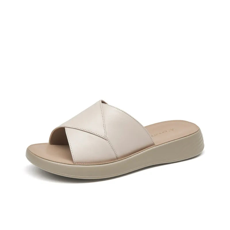 Spider King PU Polyurethane Slip Resistant Slide Slippers Women's Ecru-1