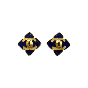 CHANEL 1995 Cc Rhombus Clip on Earrings