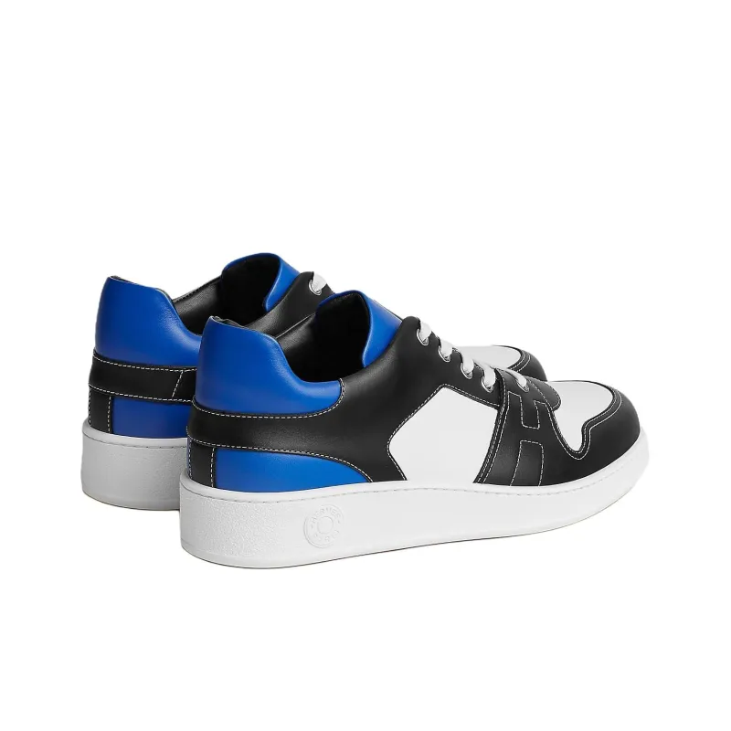 HERMES Low Top Stylish Skateboarding Shoes Men's Black White Blue-3