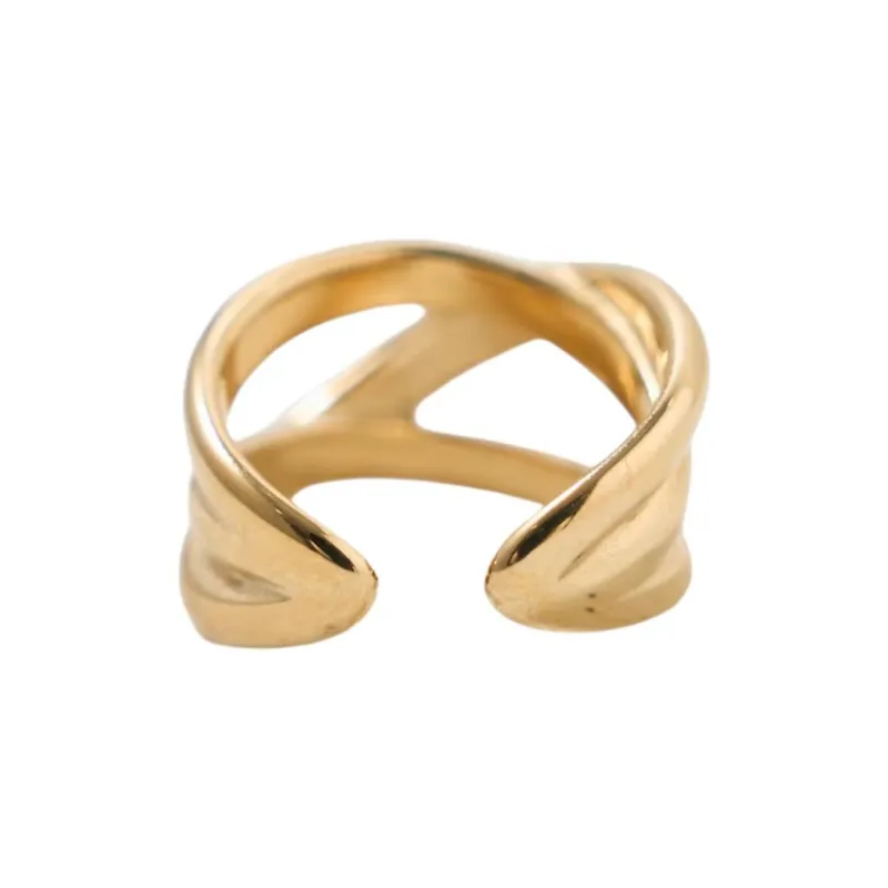 FREAK'S STORE Stainless Steel With 10K Gold Plating Rings Unisex Gold-3