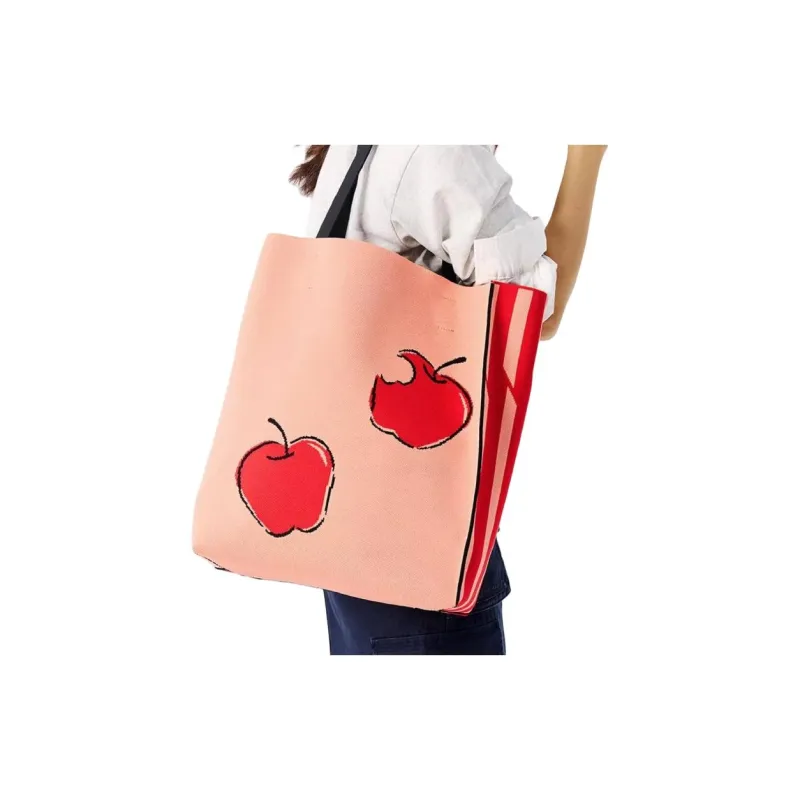 TOUTSEUL YOLO Polyester Tote Bag, Shoulder Bag Women's Red Pink Apple-4
