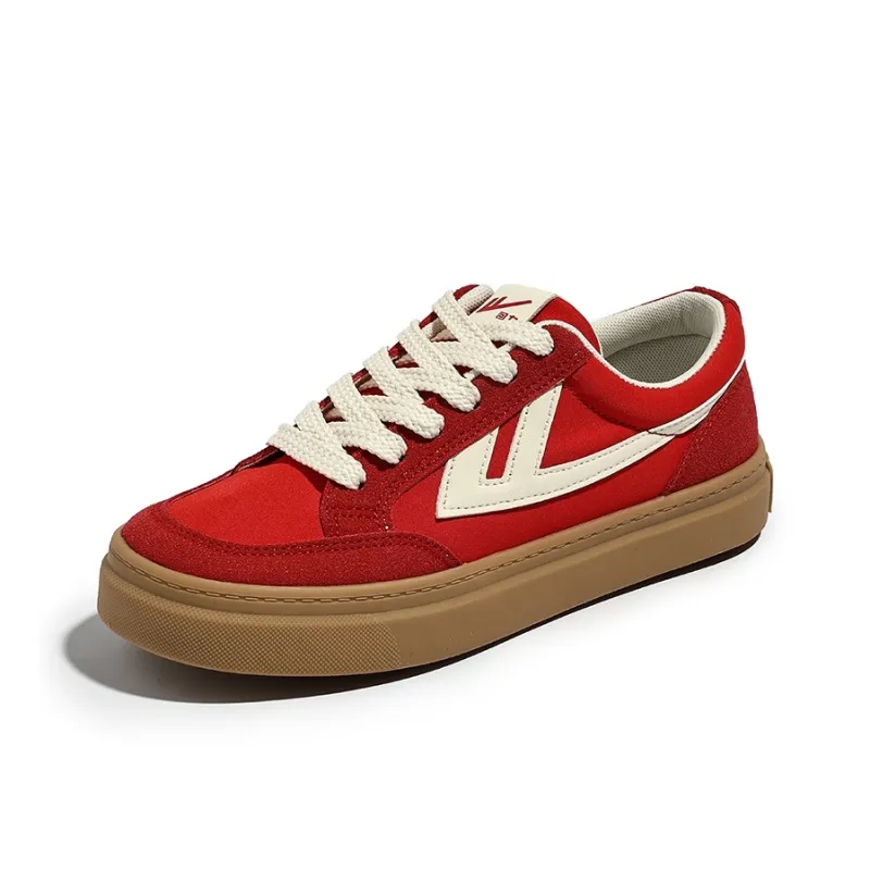 Warrior Low Top Skateboard Shoes Women's Red/Beige-2