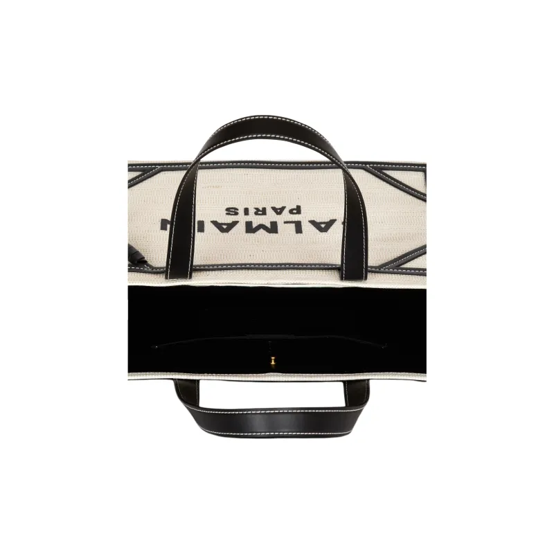 BALMAIN B ARMY Polyamide Tote Bag, Shopping Bag, Shoulder Bag Medium Size Women's Gray-3