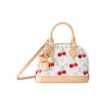 LOUIS VUITTON Takashi Murakami, Collaboration Alma BB Leather Dome Bag Handbag Trumpets Women's White & Beige