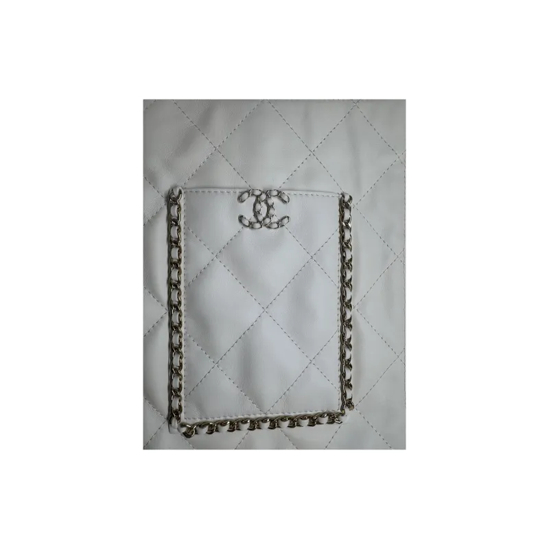 CHANEL Cow Leather Tote Bag, Shopping Bag, Crossbody Bag, Shoulder Bag Trumpets Women's White-2