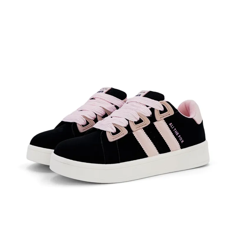 ALI THE FOX Skateboard Shoes Women's Low Top Black Pink/Black Green-2