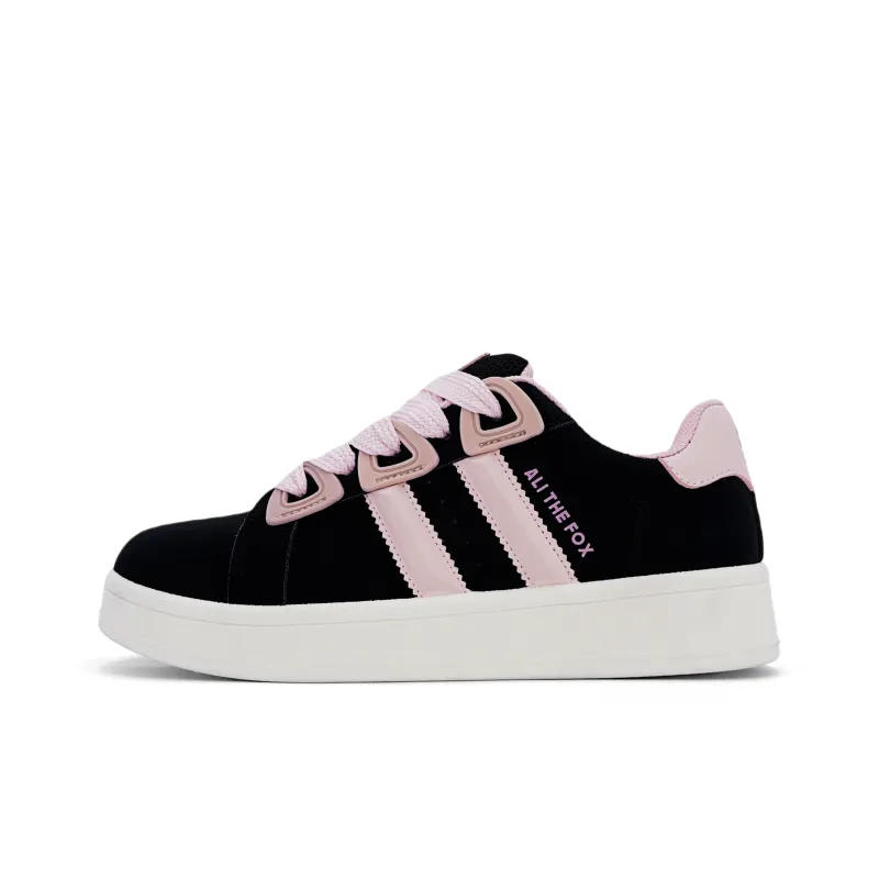 ALI THE FOX Skateboard Shoes Women's Low Top Black Pink/Black Green-1