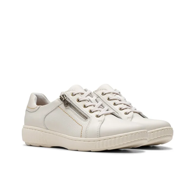 Clarks Anti Slip Wear Resistant Low Top Casual Shoes Women's White-3