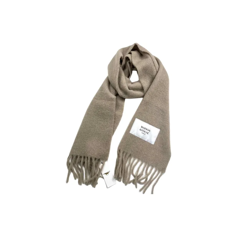 Maison Kitsune Logo appliqué Wool Scarf-2