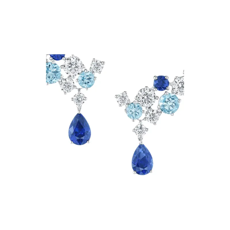 HARRY WINSTON Platinum Earrings Women's Blue-2