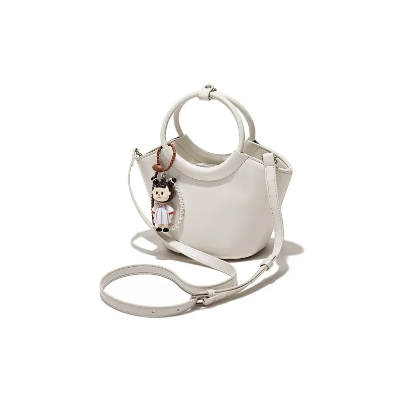 Vigno Synthetic Leather One Shoulder Handbag Women's White/Red/Sambal Color/Black-4