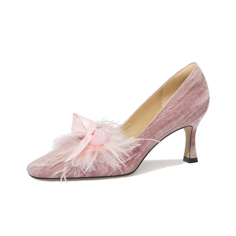 Lily Wei Holiday Princess Slim Heel High Heels Women's Pink-0