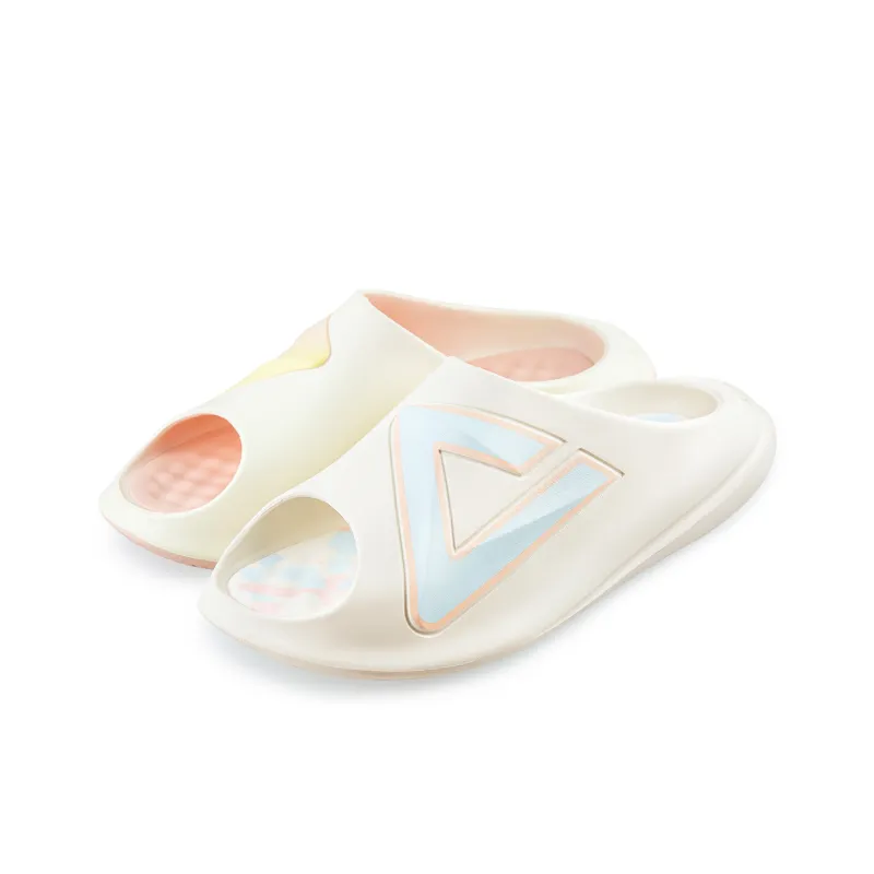 PEAK Very Small Fat Drag Slide Slippers Unisex White Blue/Light Yellow-0