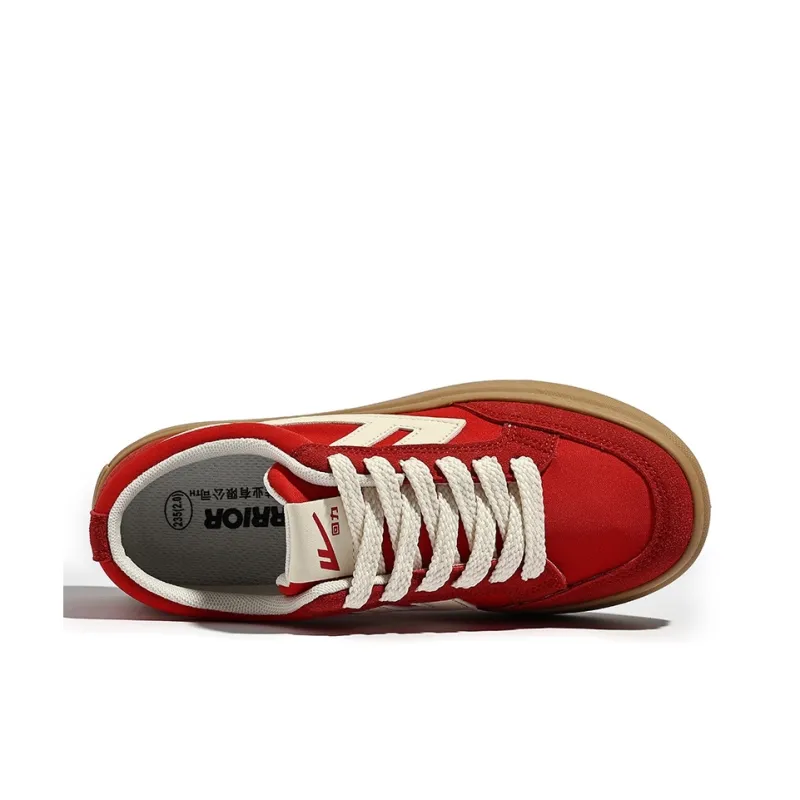Warrior Low Top Skateboard Shoes Women's Red/Beige-3