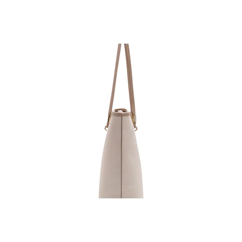 COMELY Synthetic Leather Tote Bag, Shopping Bag, Handbag, Shoulder Bag Women's Ecru-4
