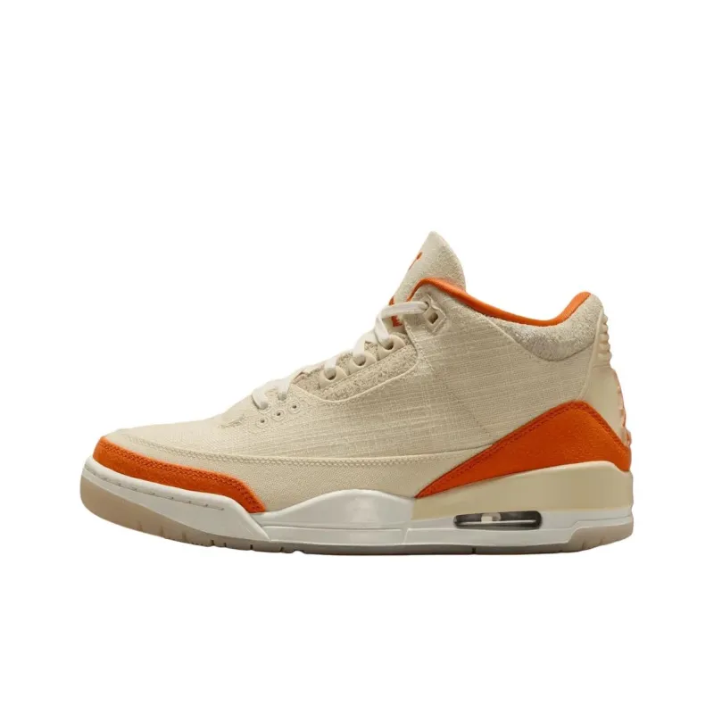 Jordan Air Jordan 3 Abrasion Resistant Low Top Vintage Basketball Shoes Women's Beige-0
