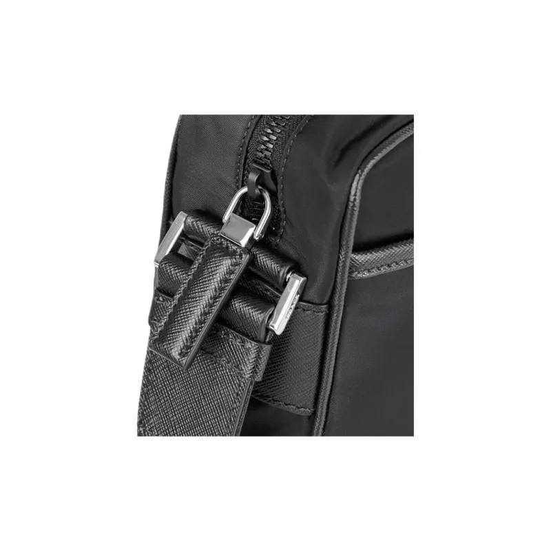 PRADA Saffiano Nylon Leather Shoulder Bag Men's Black-3